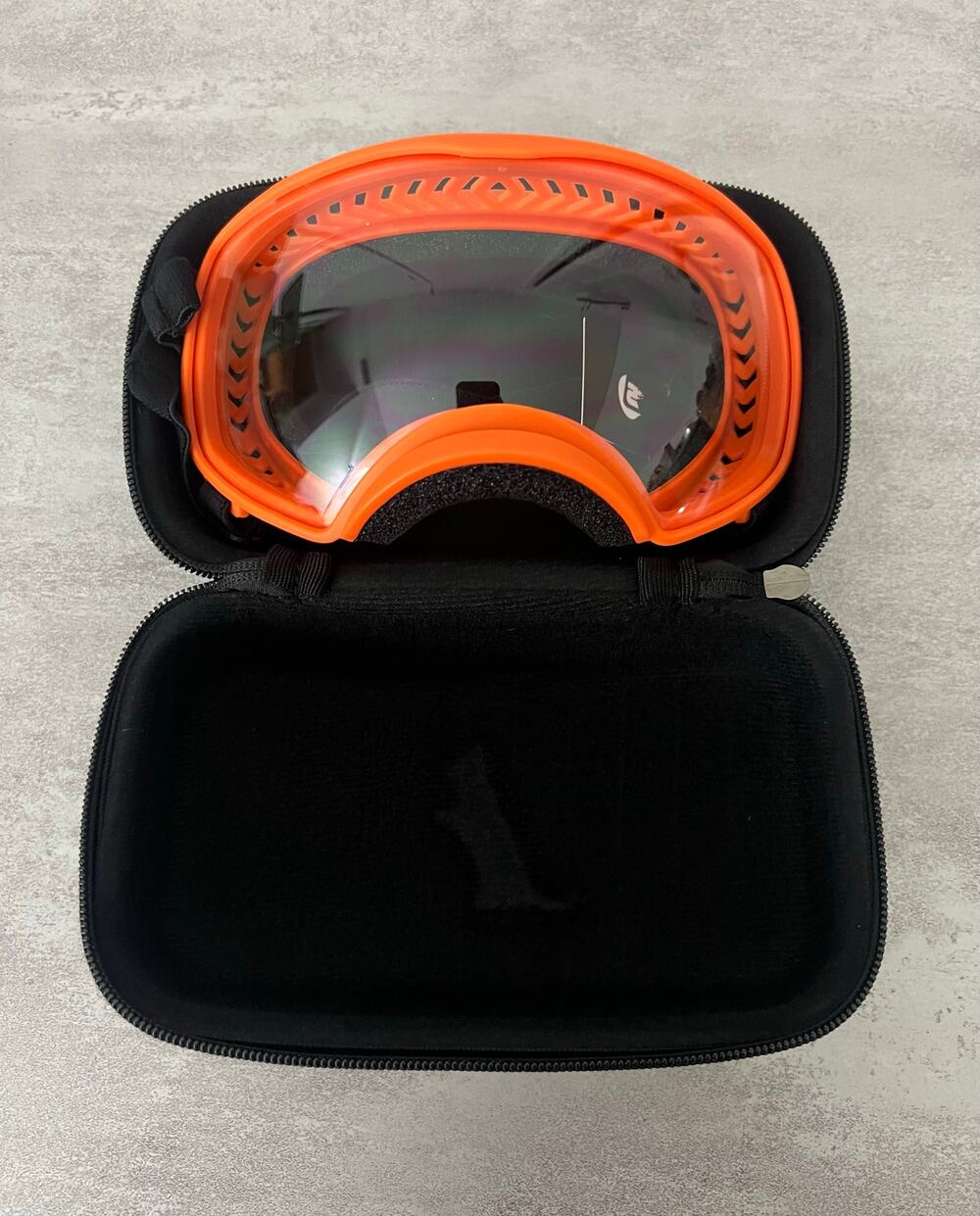 Petleso Dog Clear Orange Trim Goggles for Medium to Large Dogs New with Case